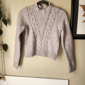 Lavender Cable Knit Turtleneck Sweater